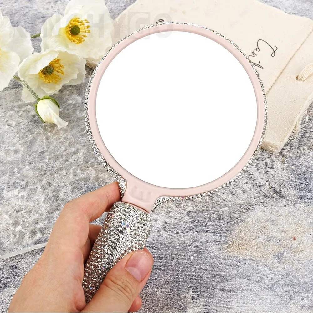 NWT Sparkling Swarovski Bling Crystal Rhinestone Hand Mirror